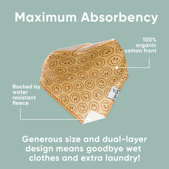 Copper Pearl Vance bibs with absorbent front and protective backing.