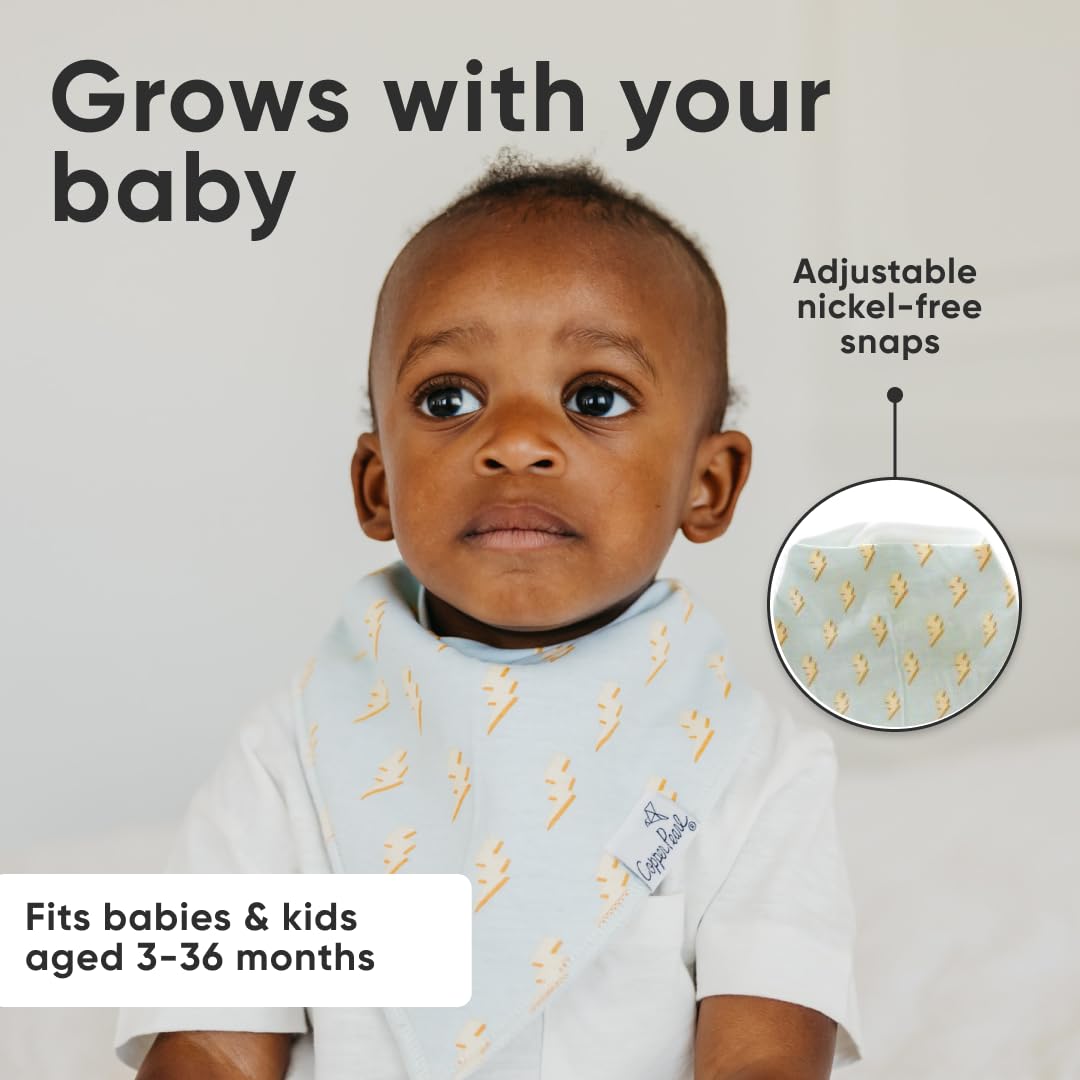 Copper Pearl Vance bibs arrive in gift-pack packaging for baby showers.