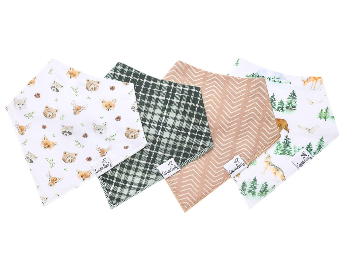Copper Pearl Wilder bandana bib set front view with absorbent cotton and stylish design for drool days