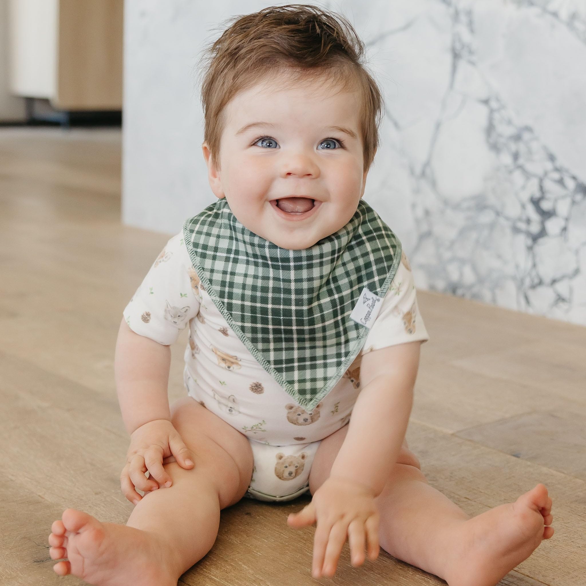 Copper Pearl Wilder bandana bib set gender-neutral design suitable for boys and girls