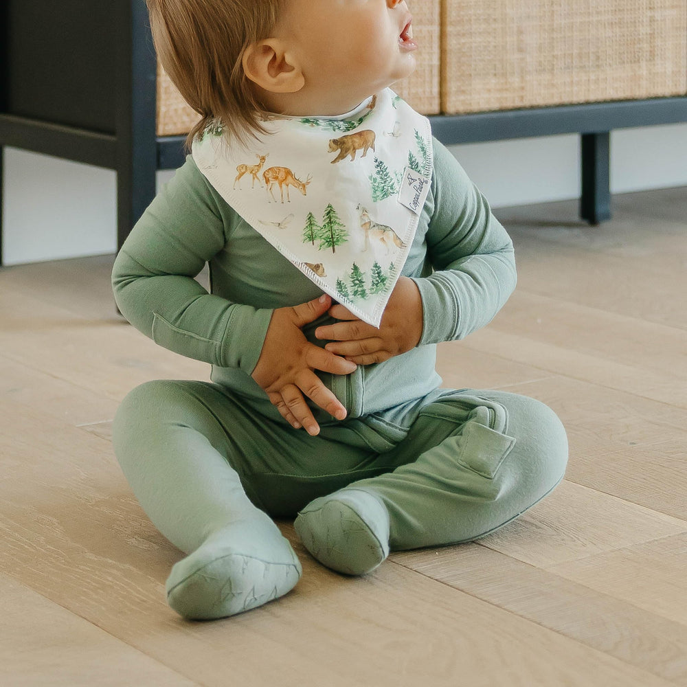 Copper Pearl Wilder bandana bib set gift-ready presentation ideal for baby showers