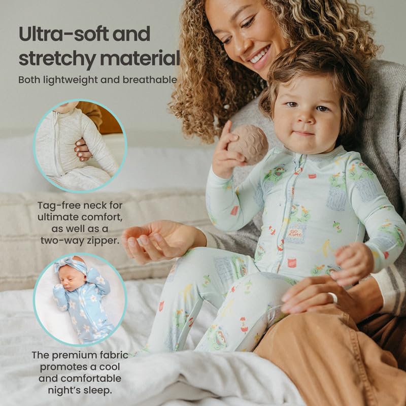 Copper Pearl zip-up footie pajama covered zipper protects baby's skin.