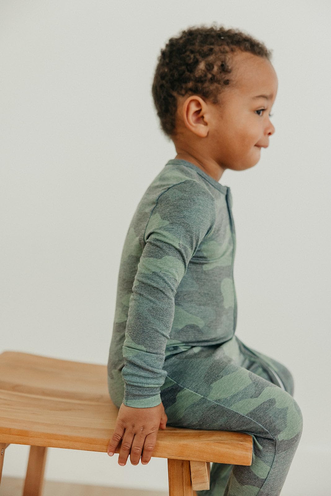 Copper Pearl Zip-Up Footie Pajamas Hunter, two-way zipper for easy diaper changes.
