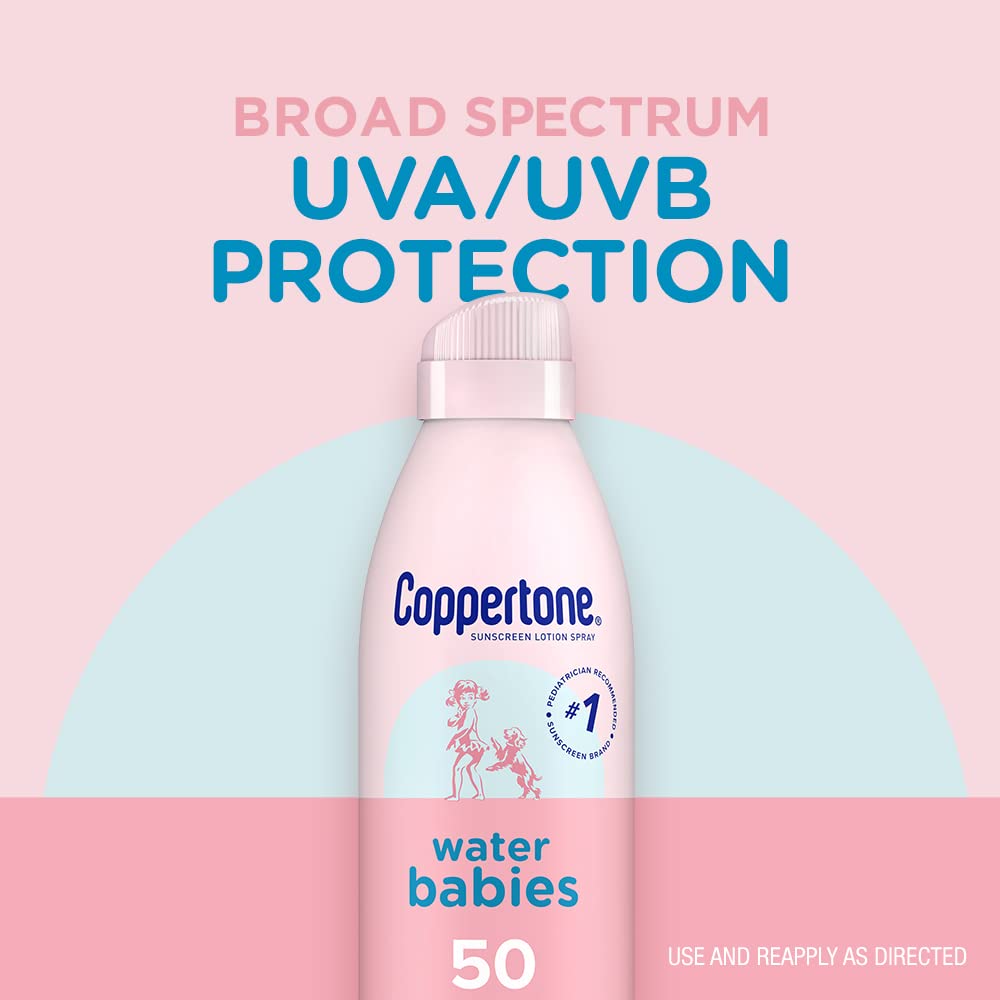 Coppertone WaterBabies sunscreen being applied during family outdoor time.