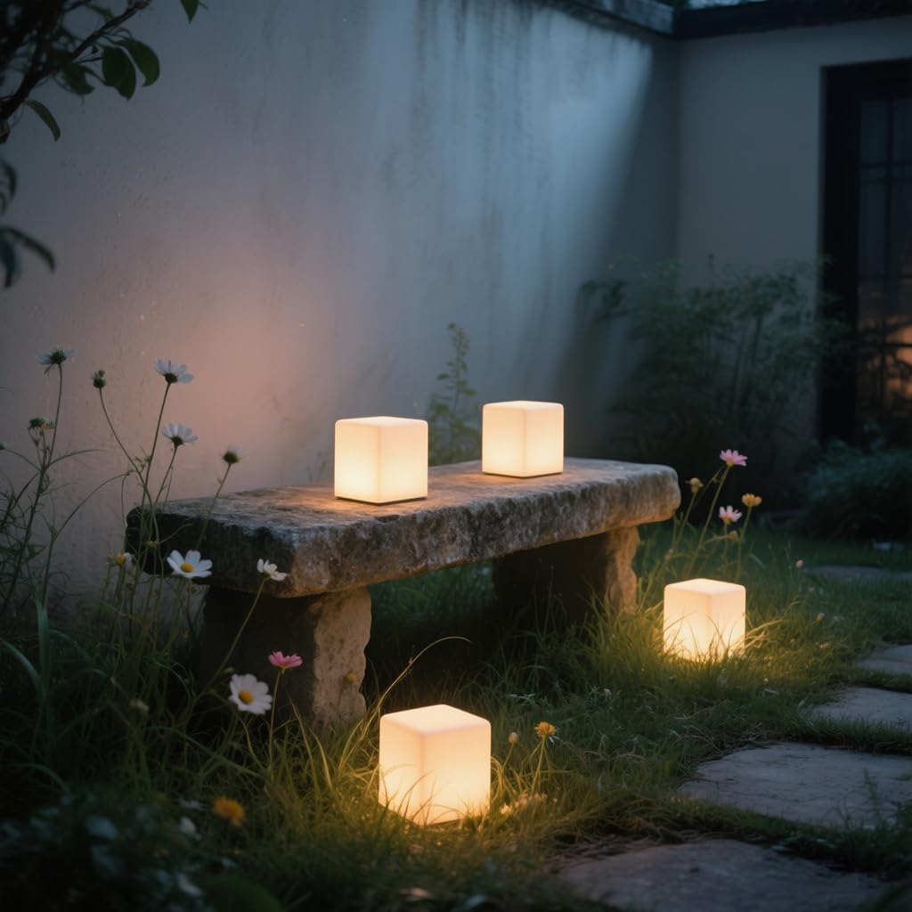 COPU cosmic cube lamp enhances nighttime room ambiance.