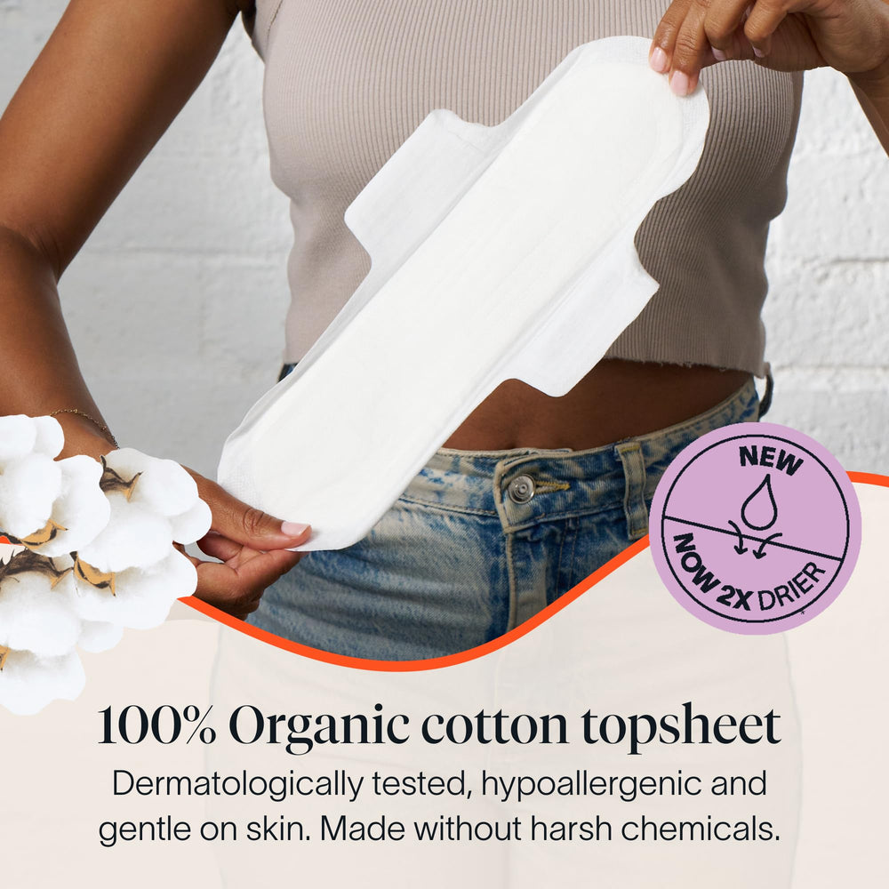 Cora 100% organic cotton topsheet offers gentle skin contact.