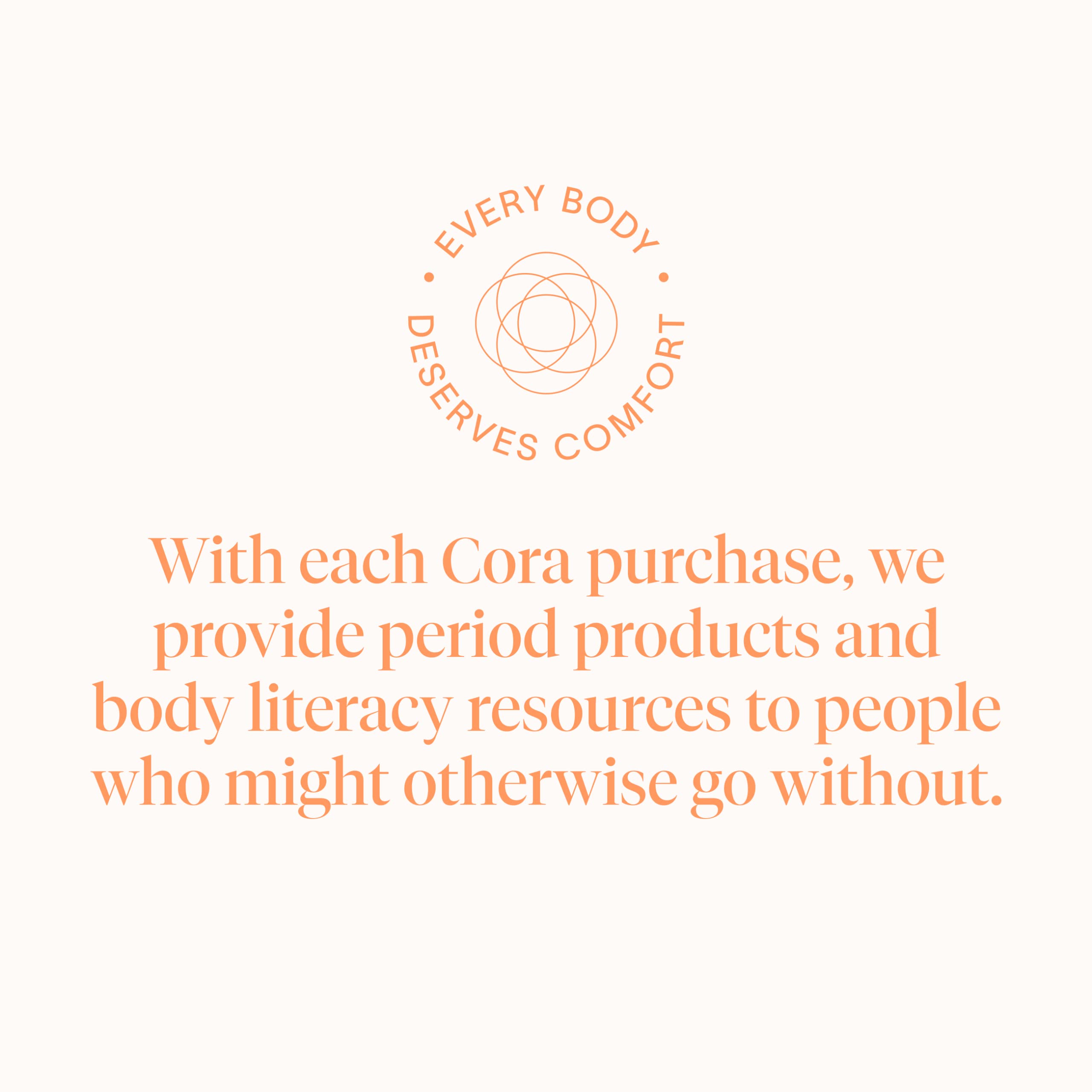 Cora eco-conscious packaging highlights reduced waste.