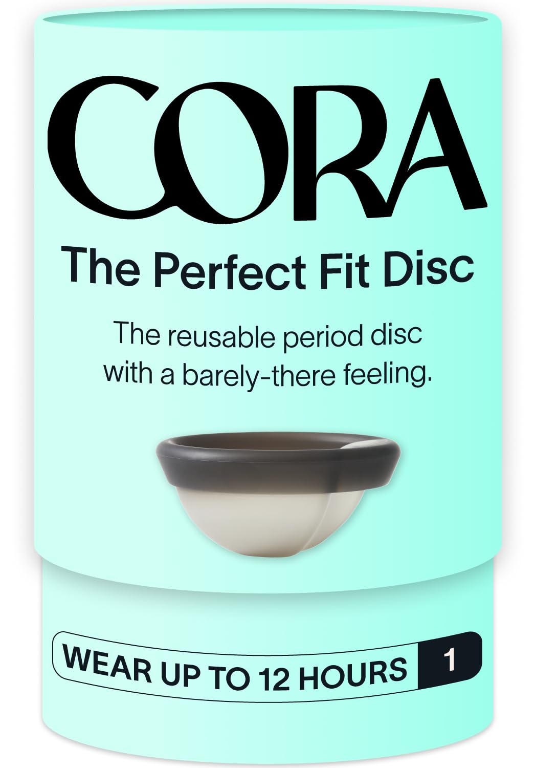 Cora Menstrual Disc Charcoal packaging, eco-friendly packaging for ready-to-go protection