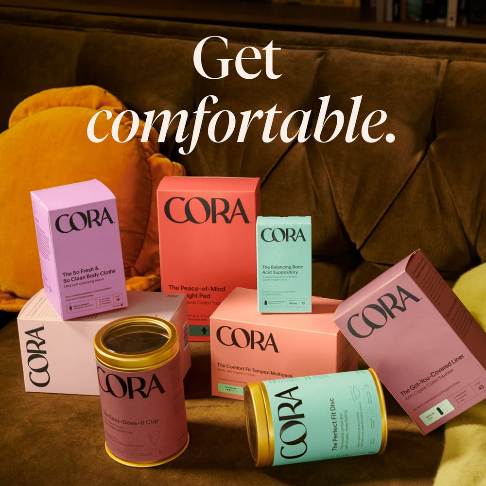 Cora brand mission note illustrating commitment to making period care accessible.