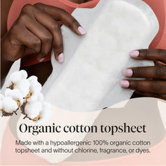 Cora overnight pad back view highlighting extra back coverage for heavy days