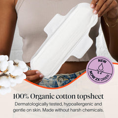 Cora pads feature wings to help lock in leaks during daily activities.