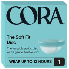 Cora Soft Fit Disc in hand shows flexible one-size design for comfort.