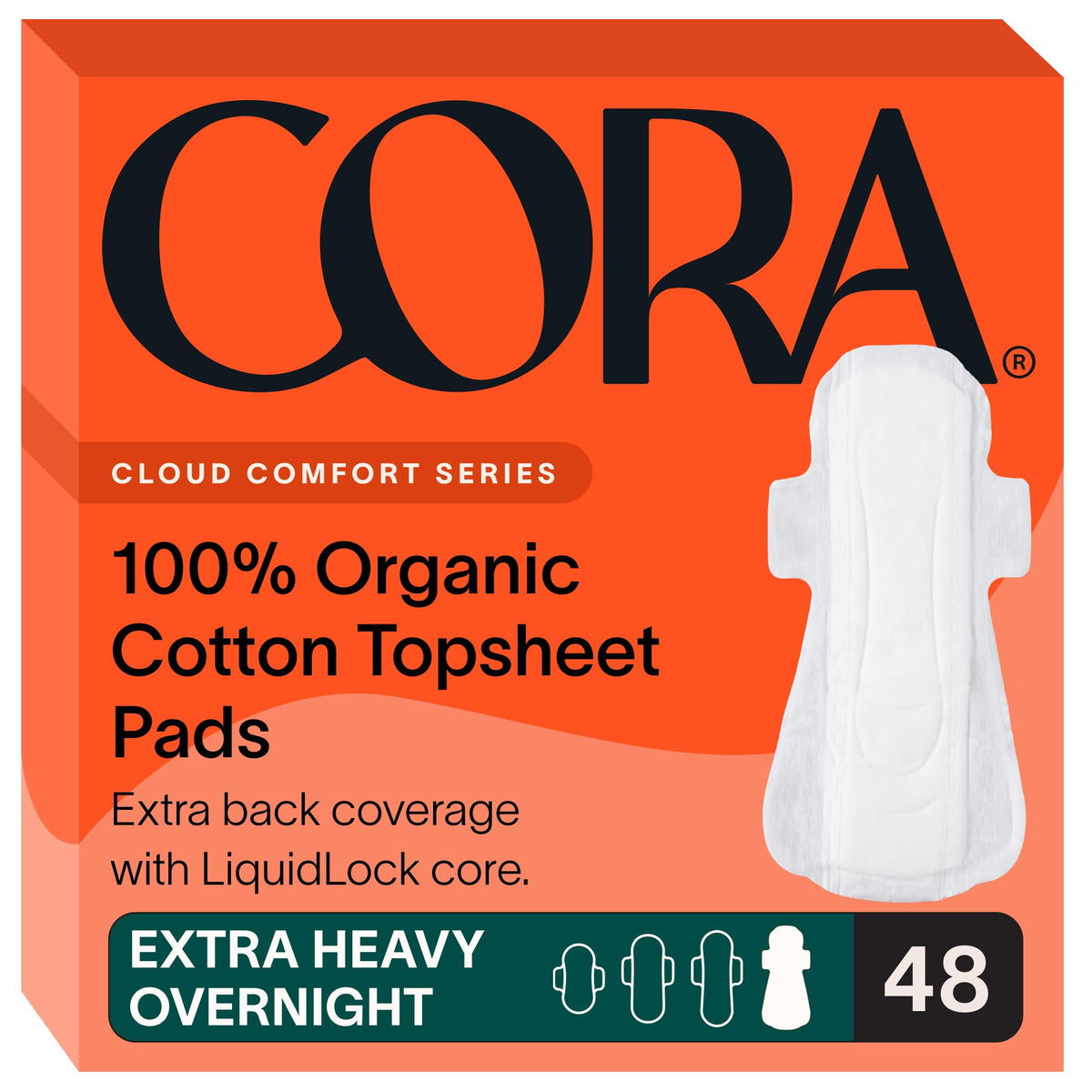 Cora 100 organic cotton topsheet pad close-up, gentle on skin