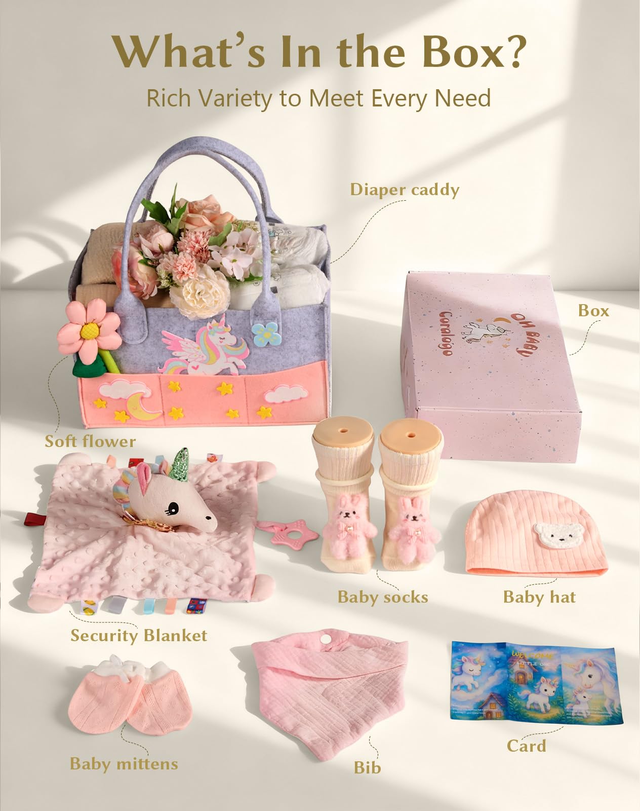 Coralogo diaper caddy with removable dividers for grab-and-go baby care.
