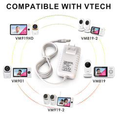 Cordro 5V power cord with VM919HD adapter provides steady power for handheld monitors.