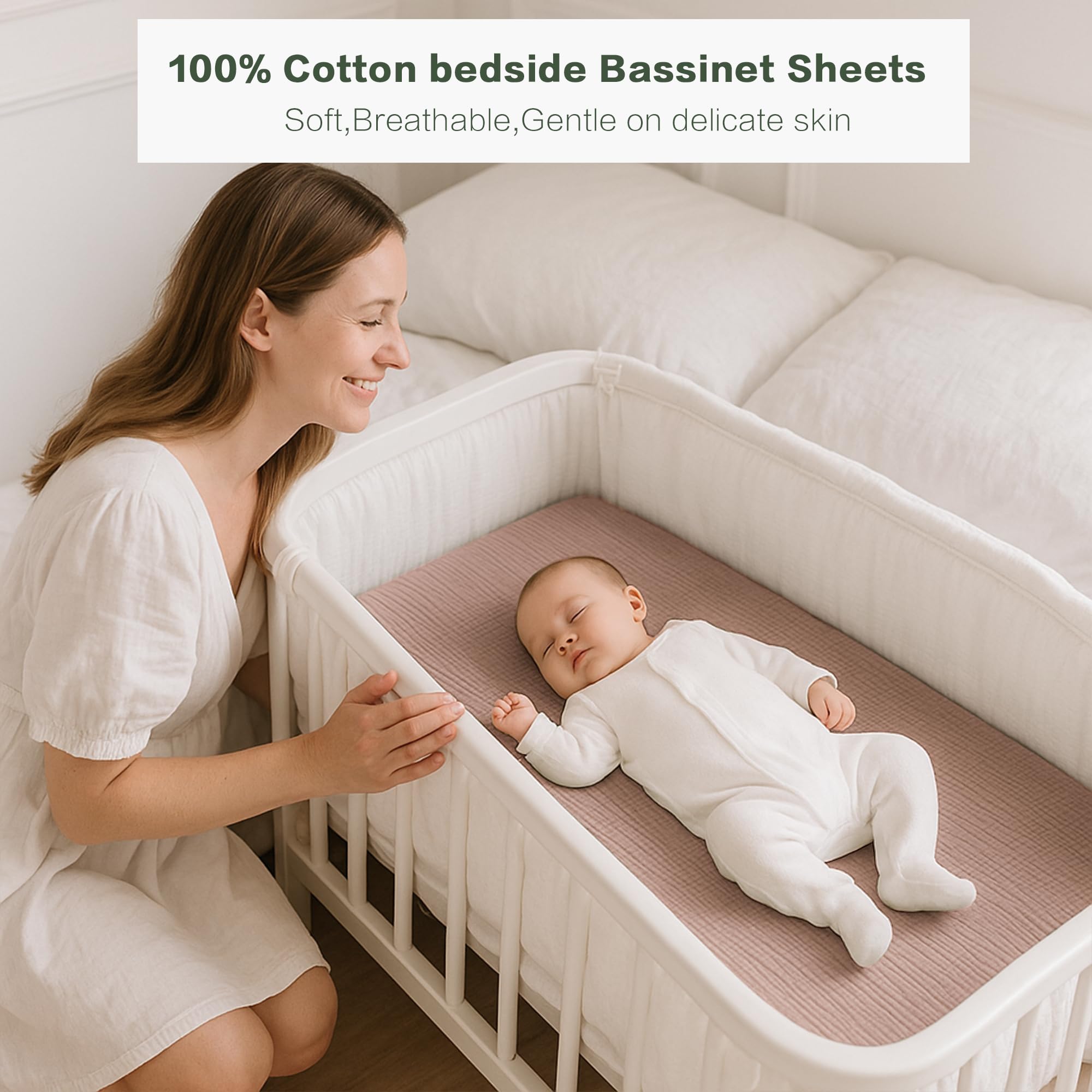 Coreeky deep-pocket 4-inch sheet fits thicker bassinet mattresses smoothly