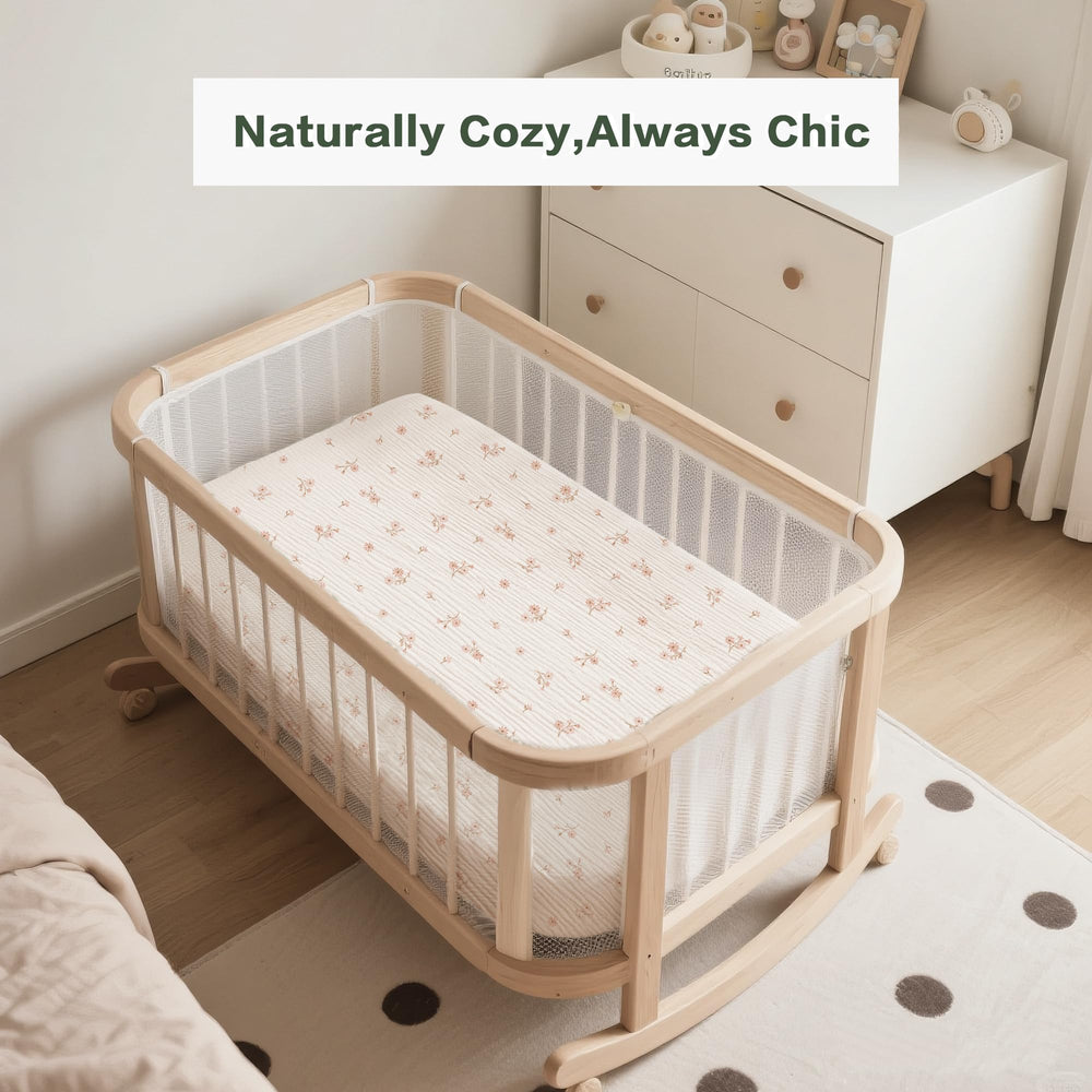 Coreeky fitted sheet with 360° elastic fit secures baby mattress