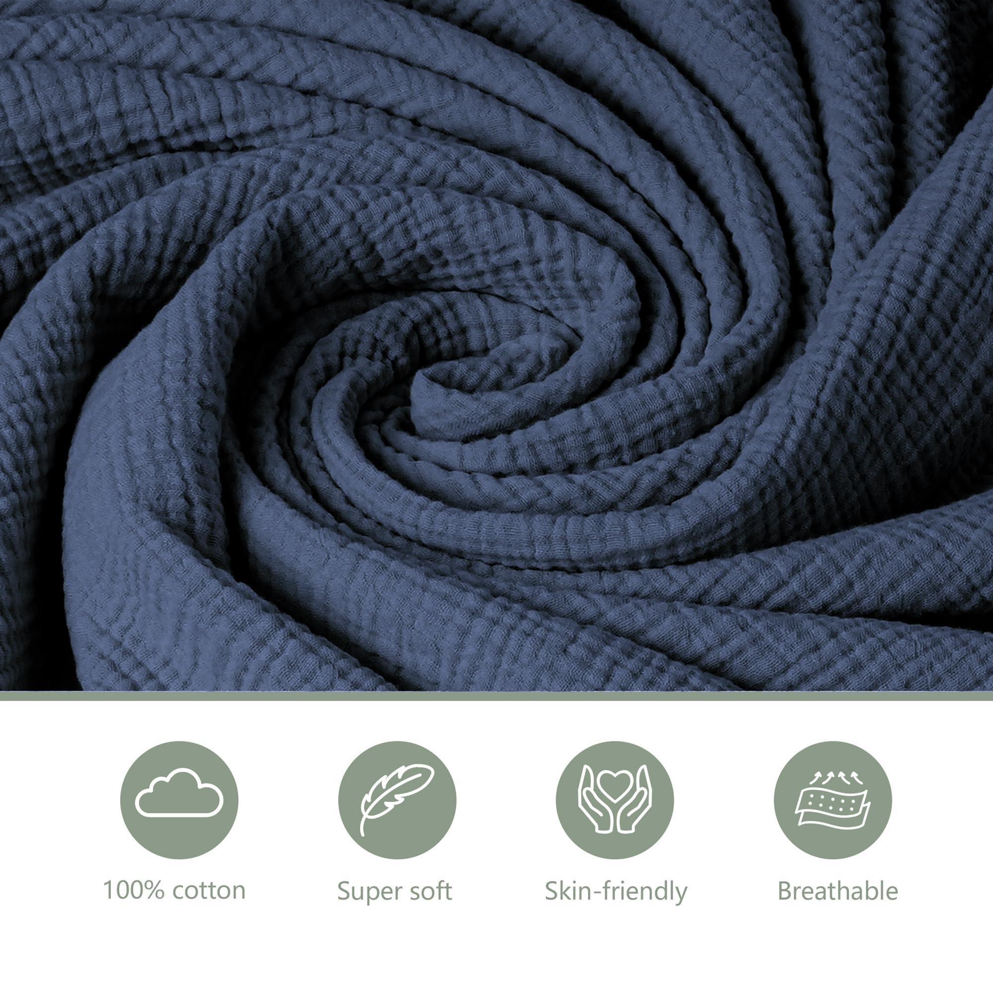 Coreeky bassinet sheets Nightfall Blue color adds calm nursery vibe.