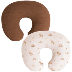 Coreeky muslin nursing pillow cover in Khiki design for gentle skin contact