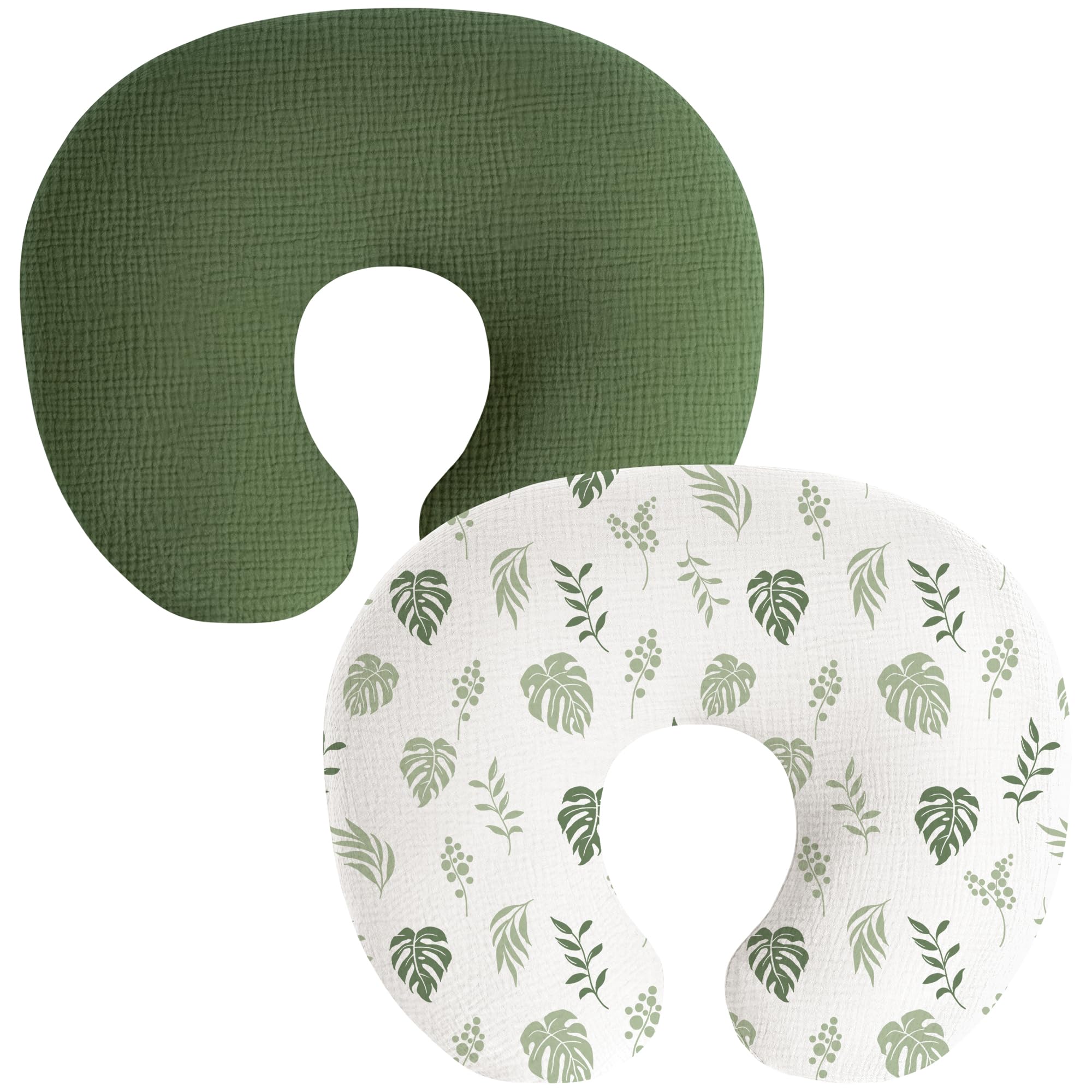 Coreeky leaf-green muslin nursing pillow cover front view for gentle feeding