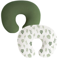 Coreeky leaf-green muslin nursing pillow cover front view for gentle feeding