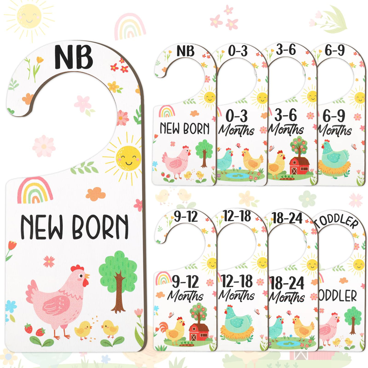 CORNER LACE baby closet dividers 8-piece chick design for newborn to toddler organization