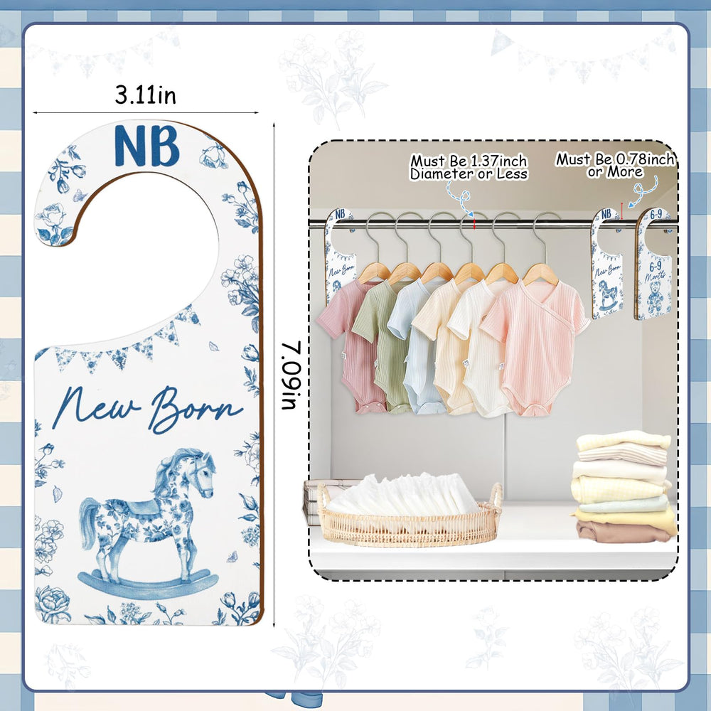 CORNER LACE baby closet dividers blue toile in exquisite gift box suitable for baby showers.