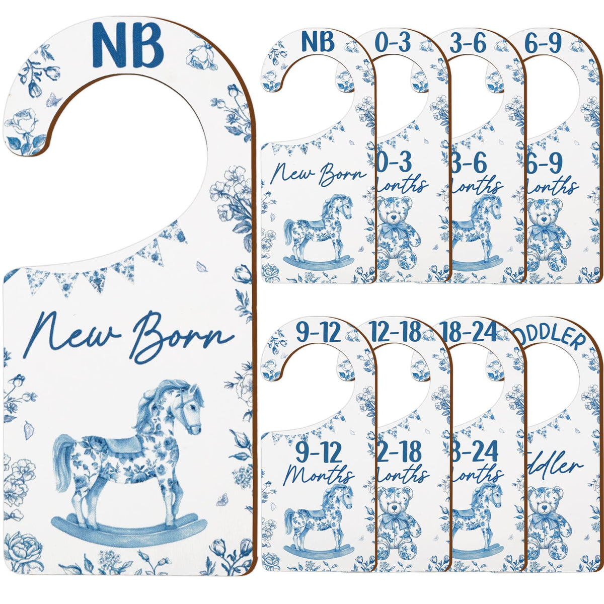 CORNER LACE baby closet dividers blue toile packaging showcases gift-ready presentation for gifting.