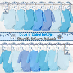 CORNER LACE baby closet dividers denim back view shows double sided readability for quick access.