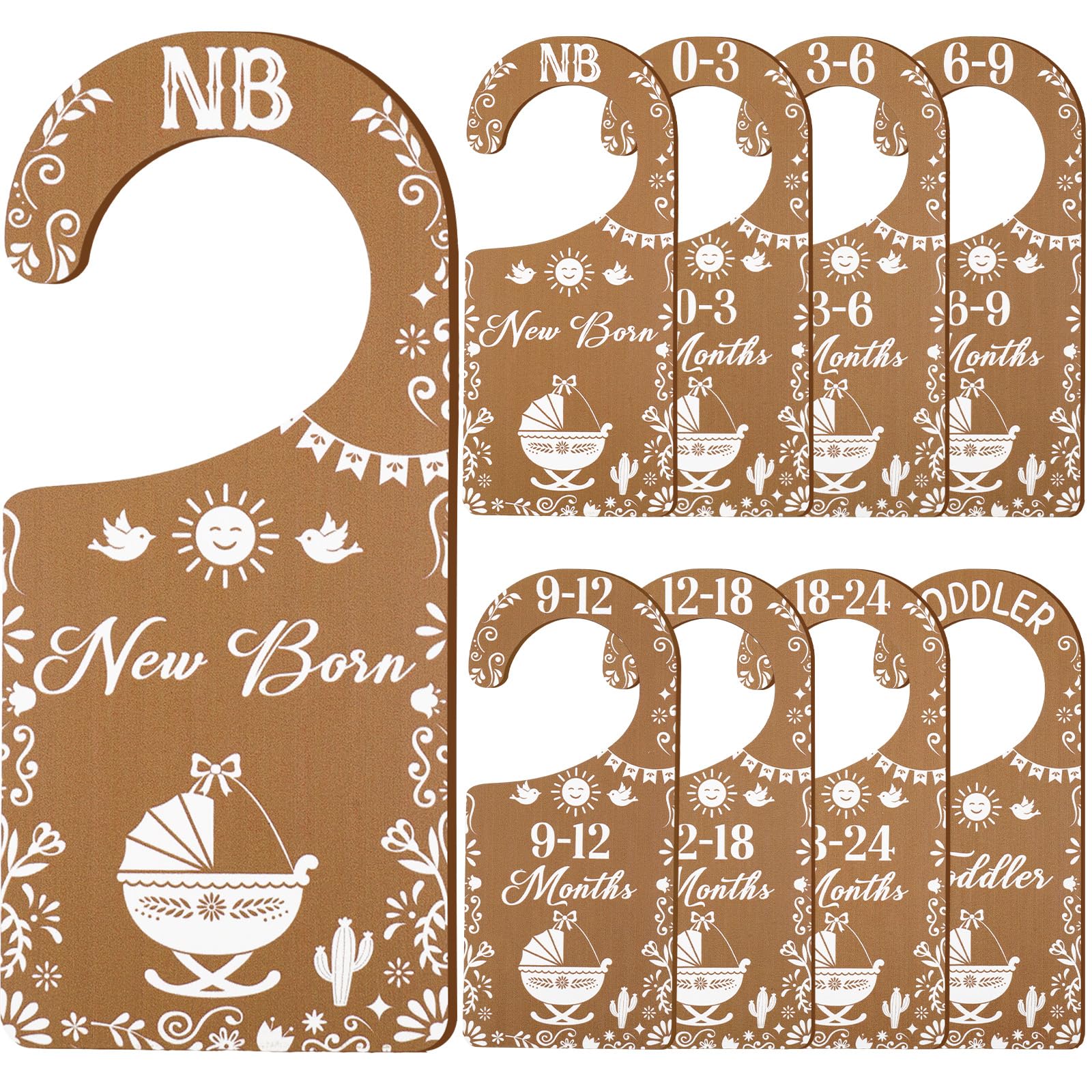 Corner Lace talavera baby closet dividers front view for organized newborn outfits.
