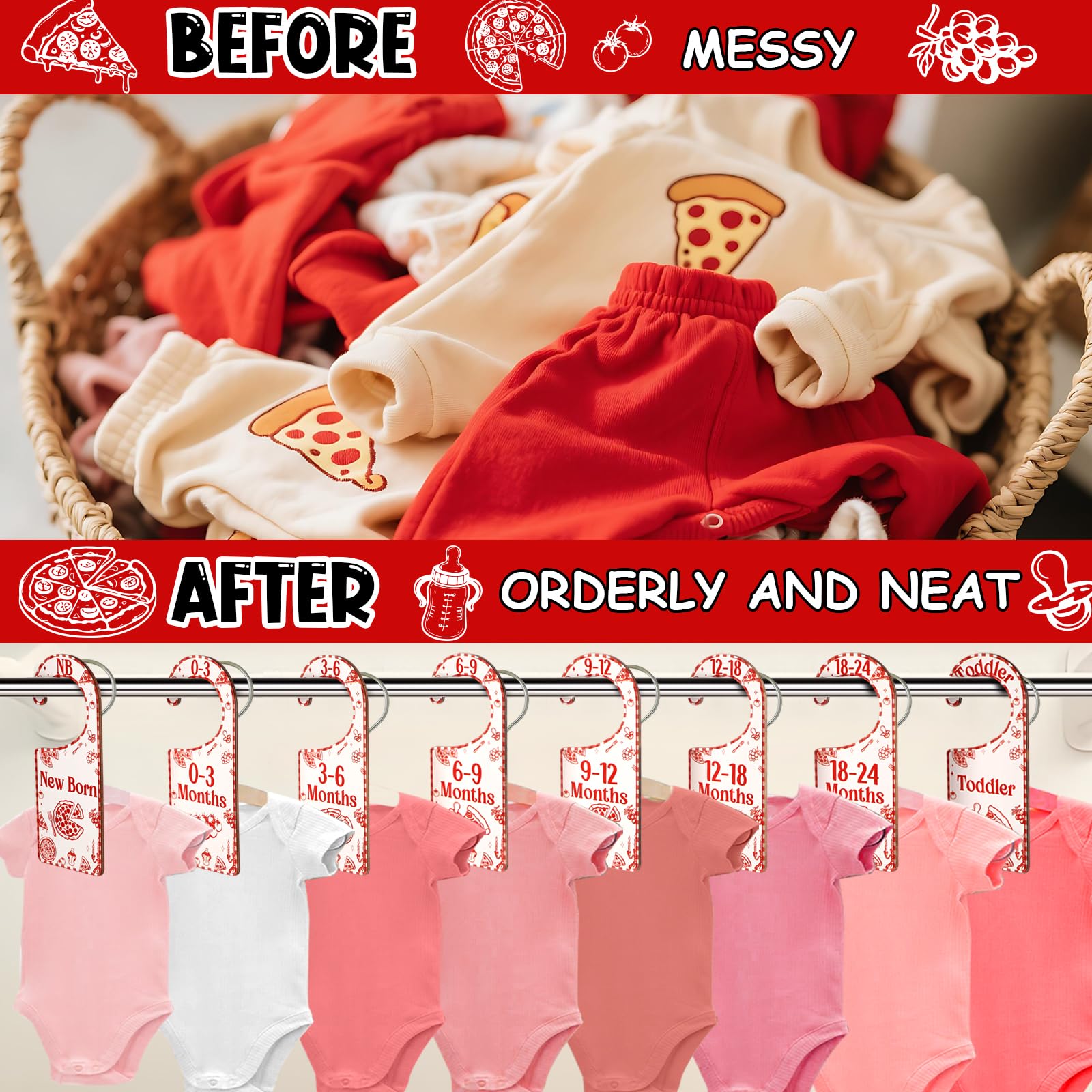 CORNER LACE age-label details help parents locate sizes fast