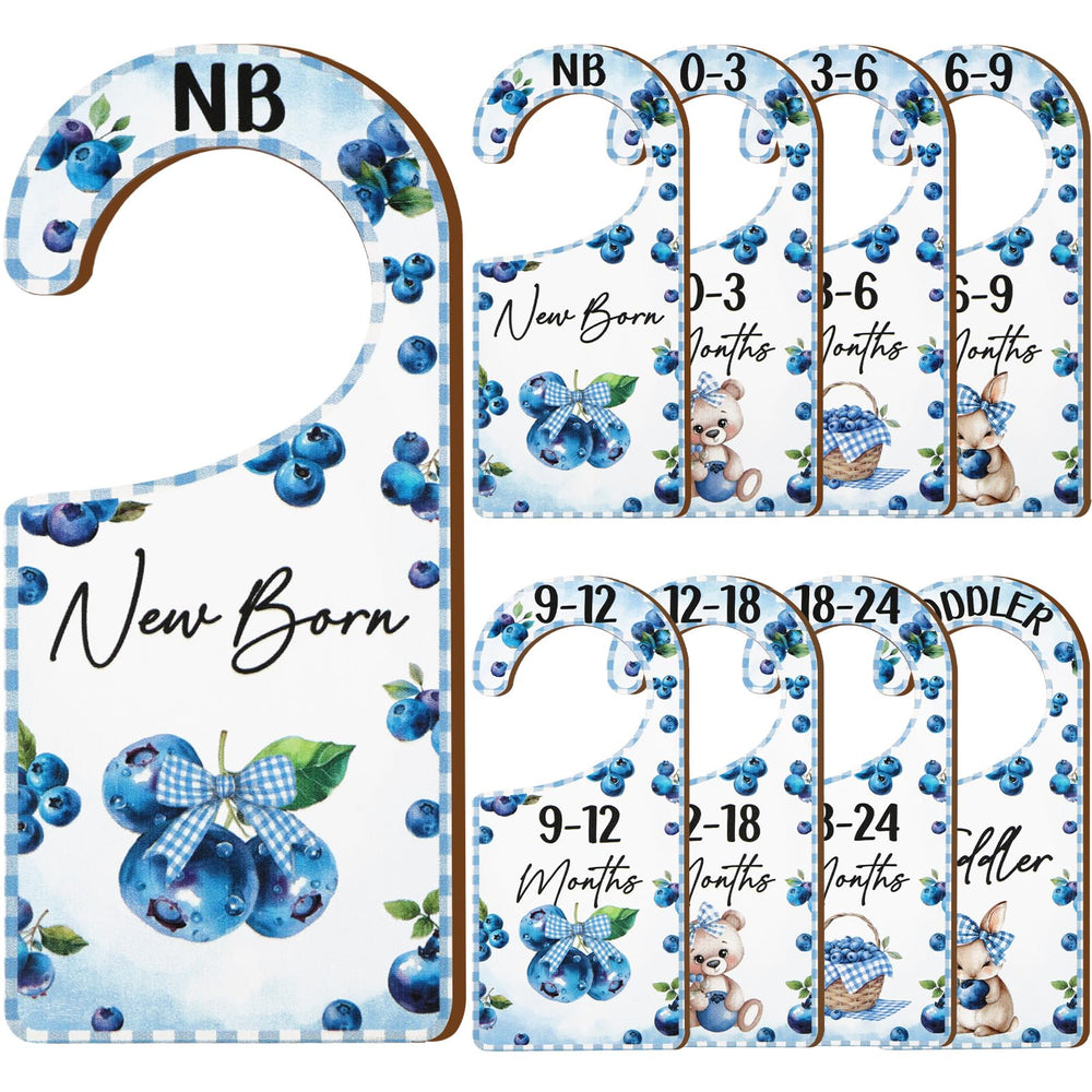 CORNER LACE blueberry wooden dividers – front view for organized newborn to toddler outfits.