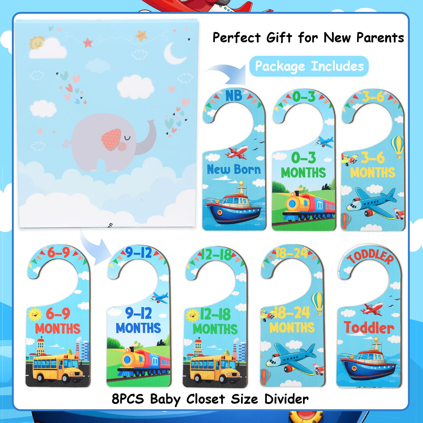 CORNER LACE blue transportation theme enhances nursery decor and organization