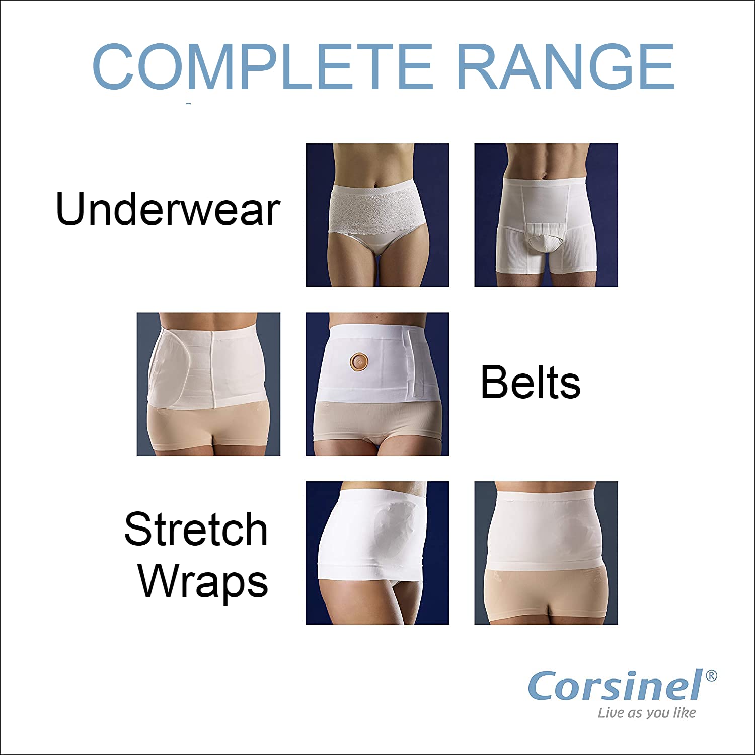 Corsinel StomaSafe Plus beige garment demonstrated for active use.