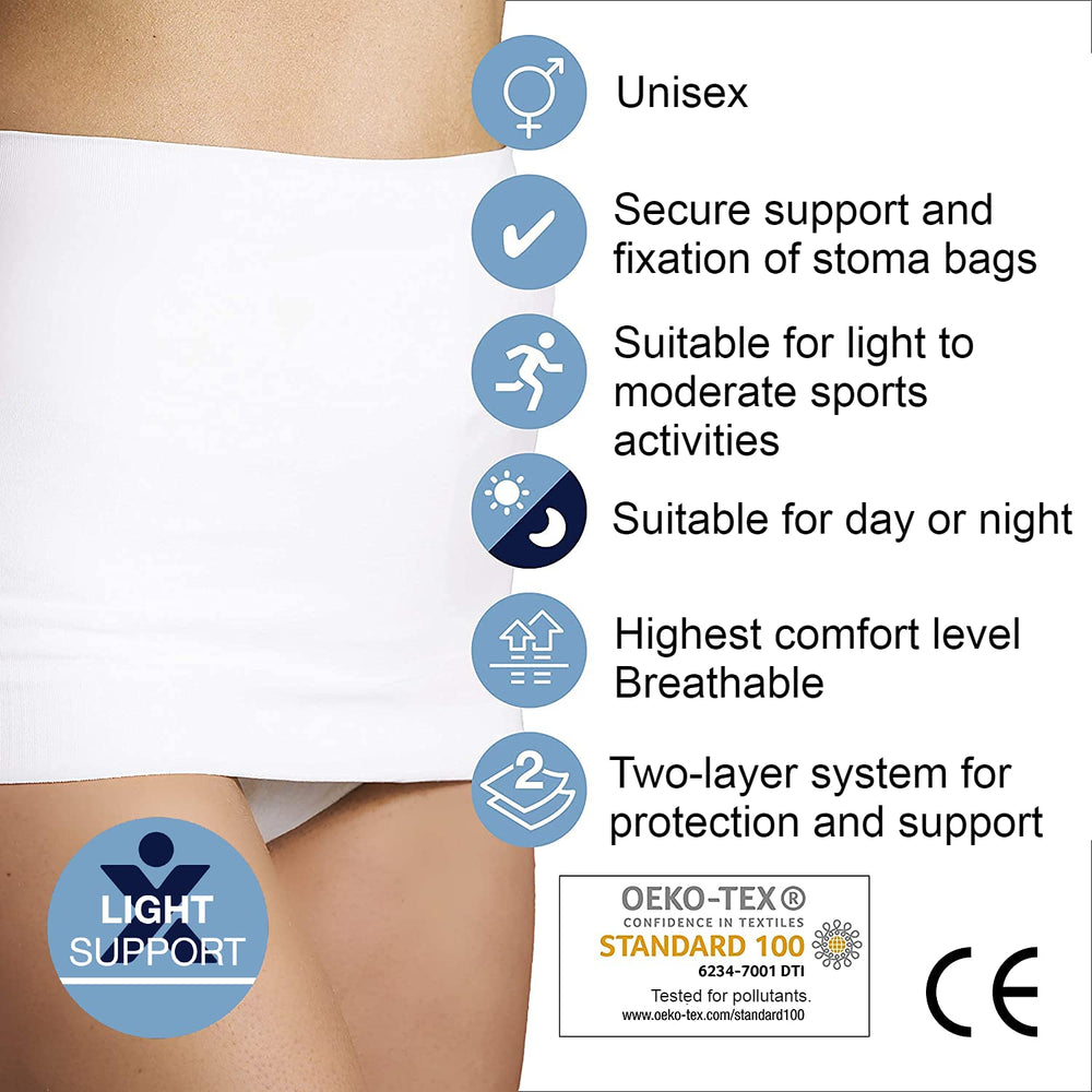 Corsinel StomaSafe Plus seamless design with four-way stretch enhances skin friendliness.