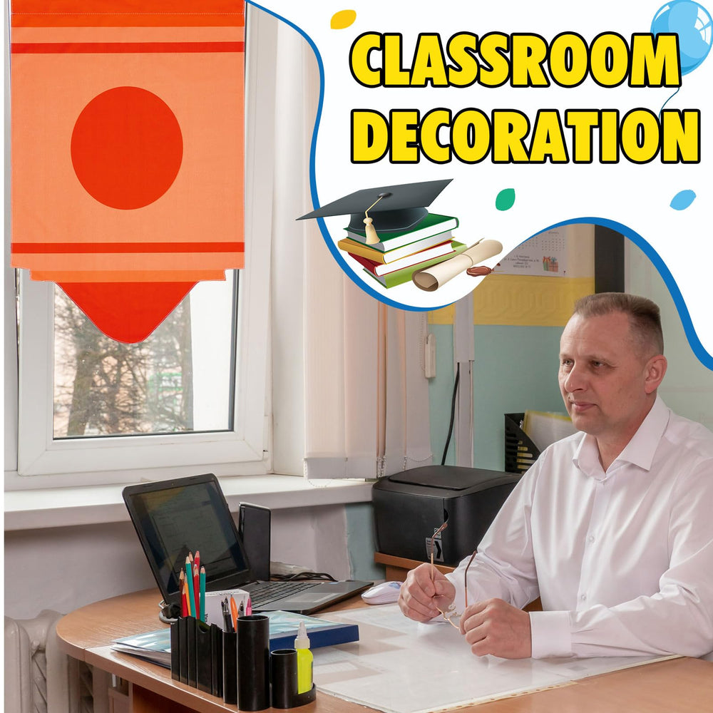 Cosblank crayon-themed curtains for classrooms enhance learning areas and playrooms.