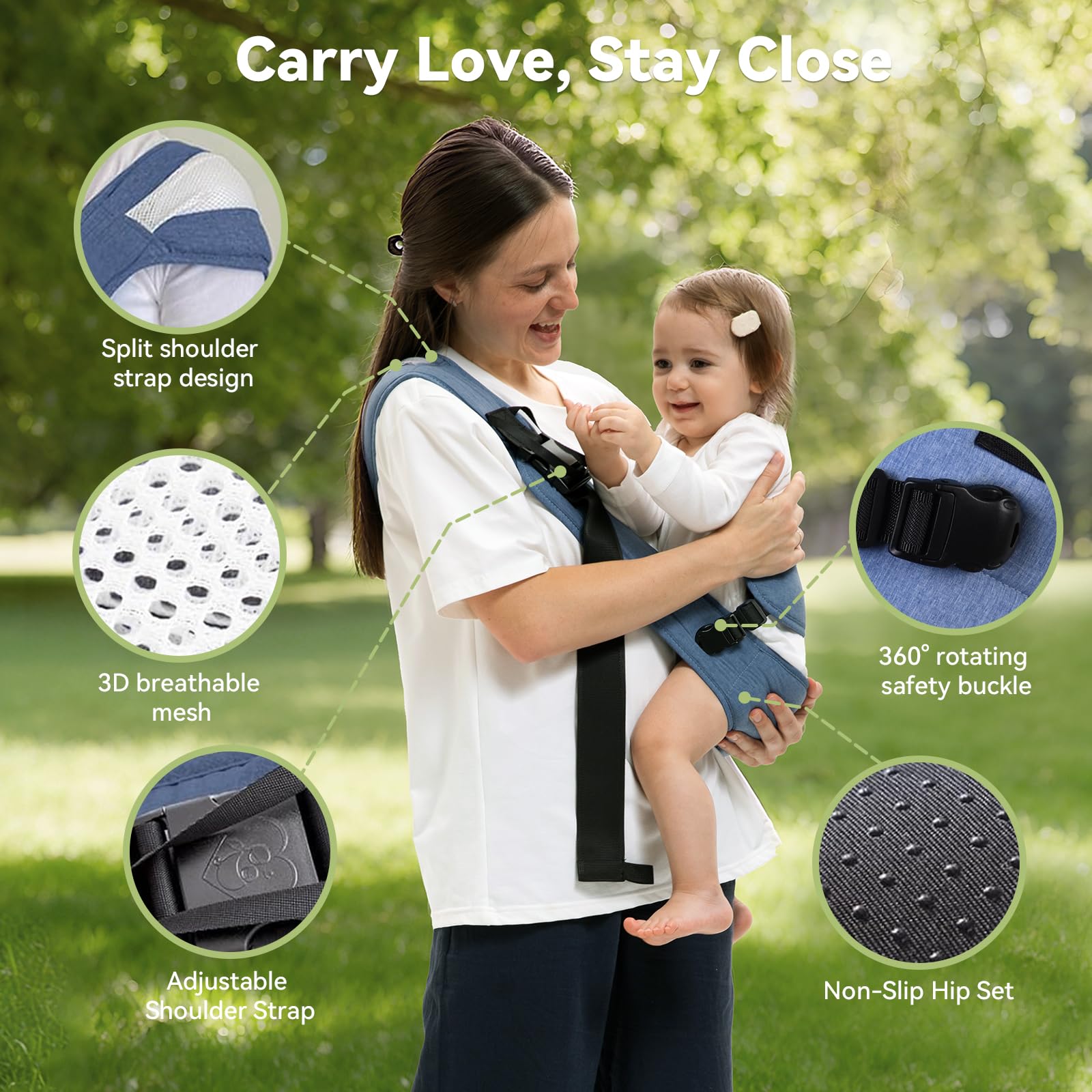COSDIG ergonomic design supports baby comfort and parent stability