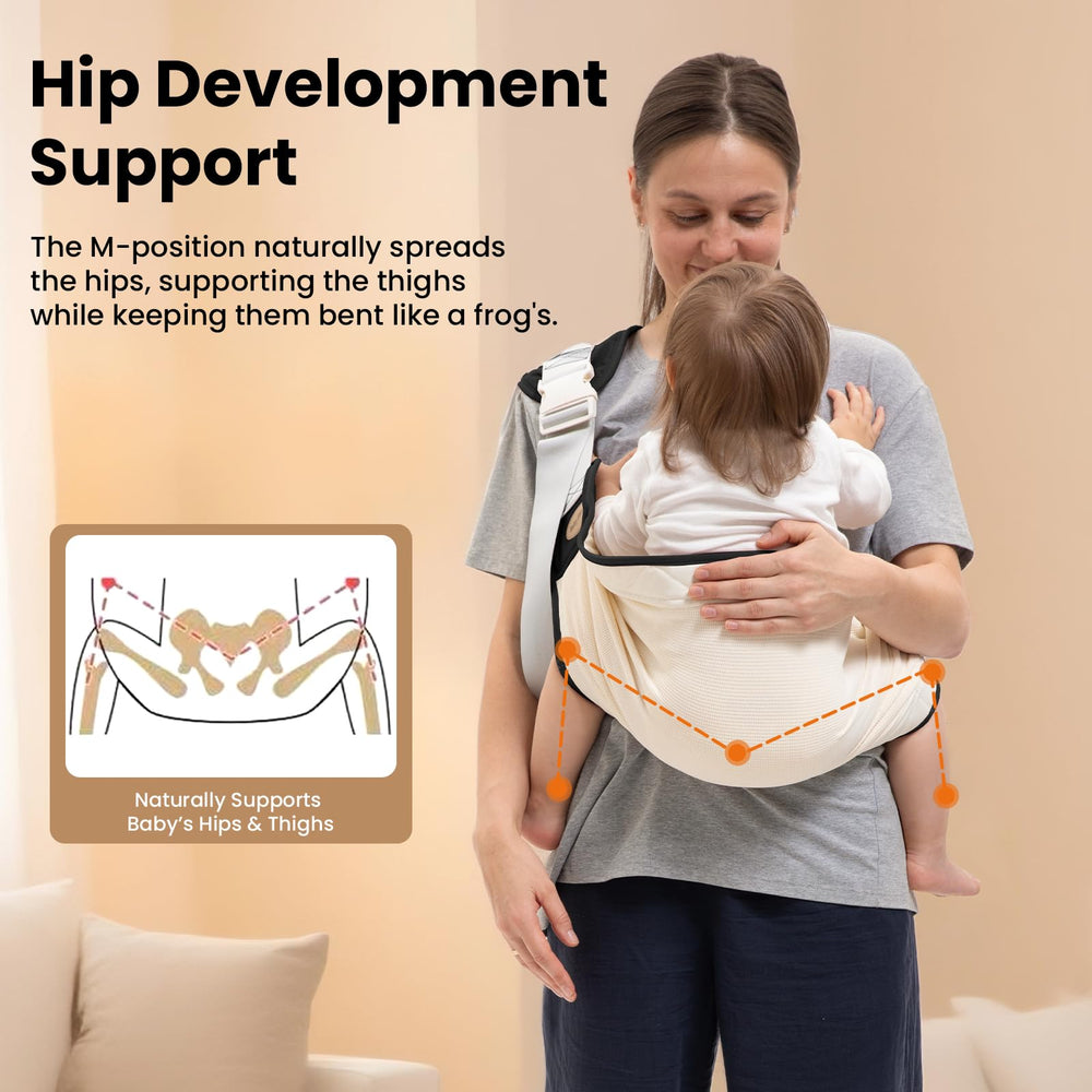 COSDIG carrier with ergonomic M seat demonstrating hip friendly seating for growing children