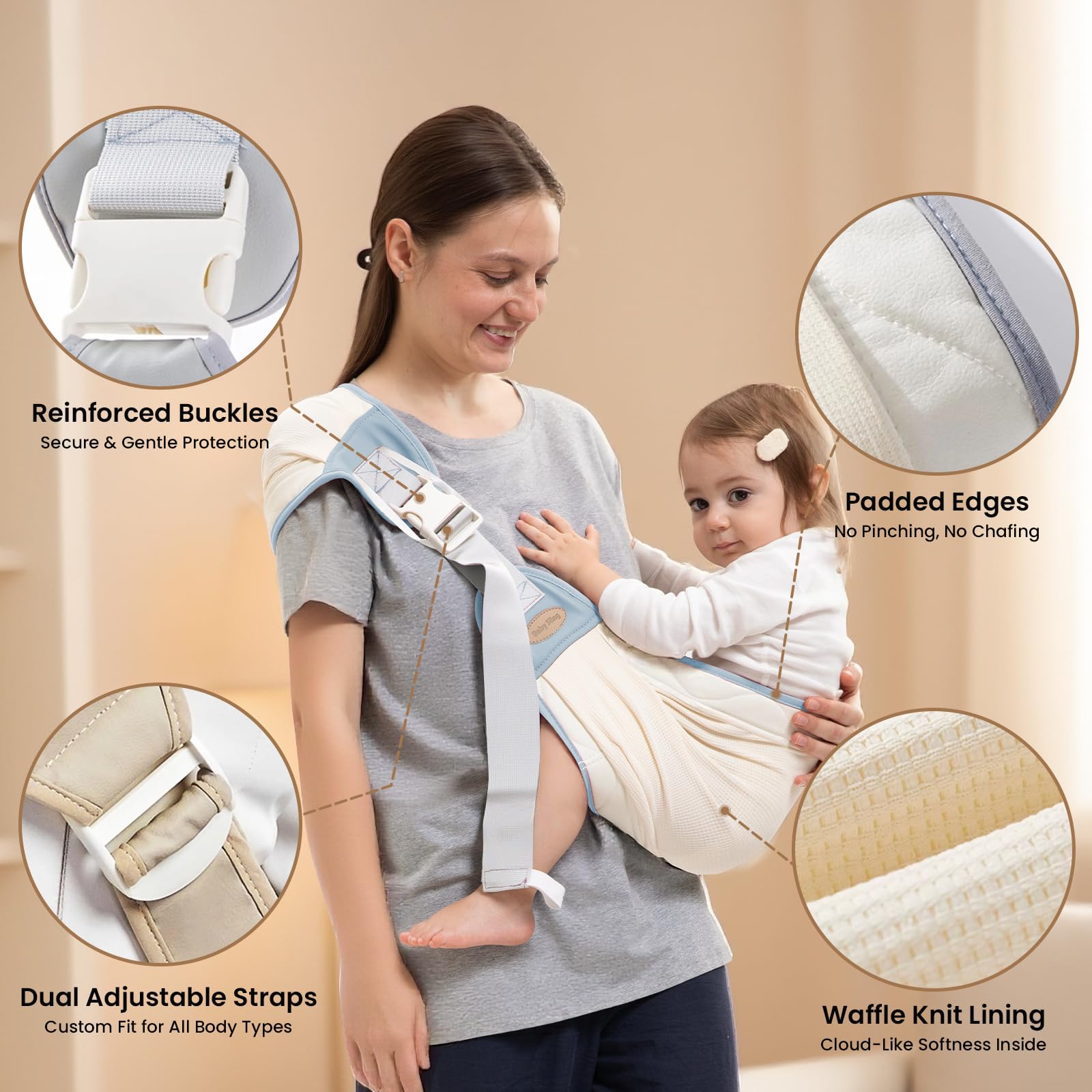 COSDIG reinforced buckles offer secure support during busy days.