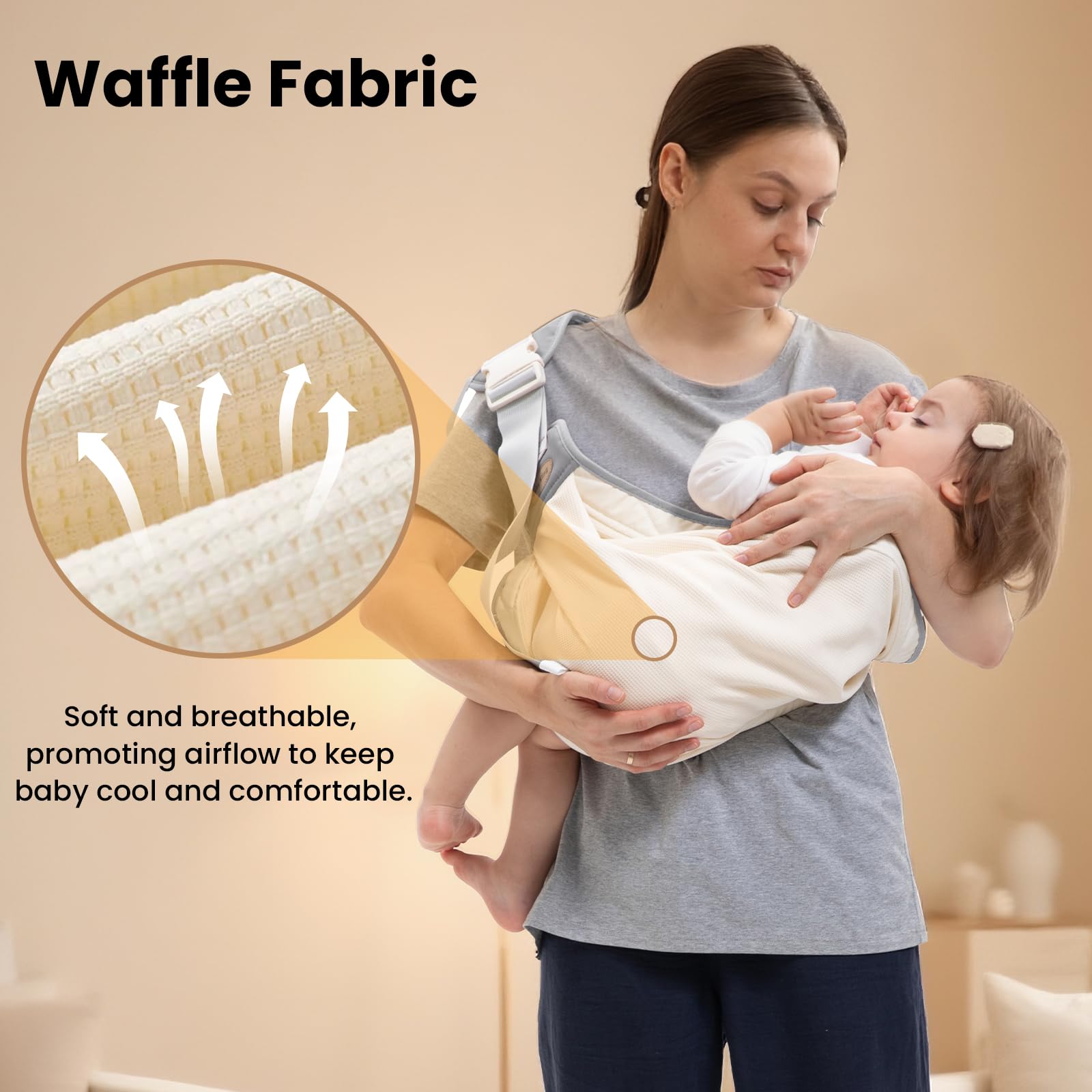 COSDIG baby carrier soft padded edges reduce chafing for comfortable all-day wear.