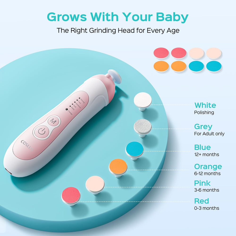 COSLUS baby nail file kit with six heads for newborn to pre-teen care