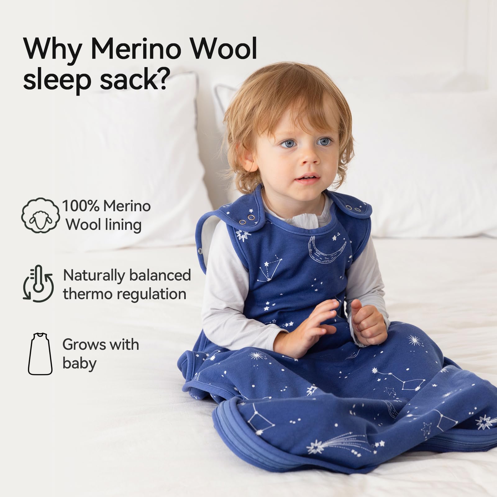 CosyDiary organic-cotton outer shell provides breathable comfort for baby sleeps.