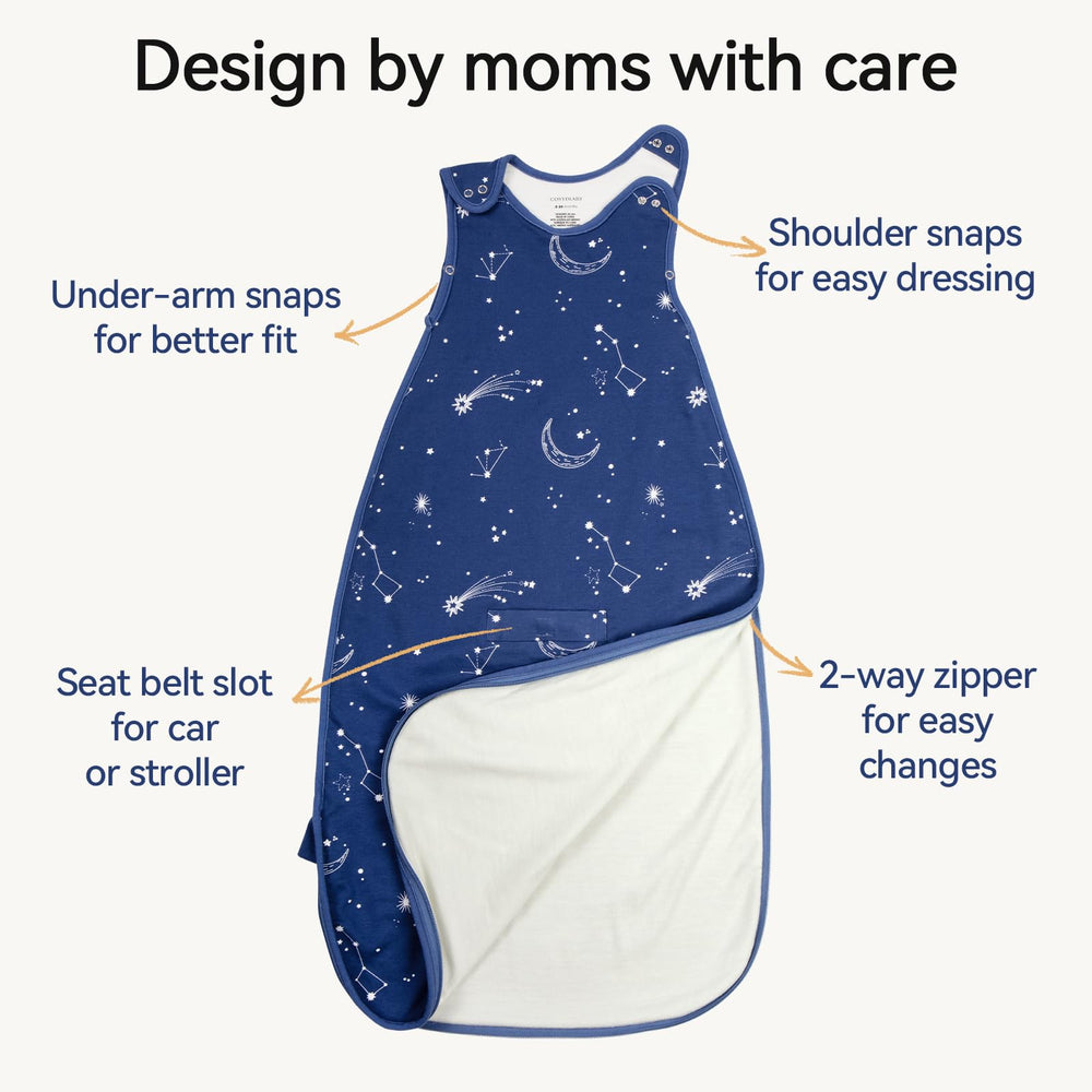 CosyDiary two-way zipper allows quick dressing and diaper changes.