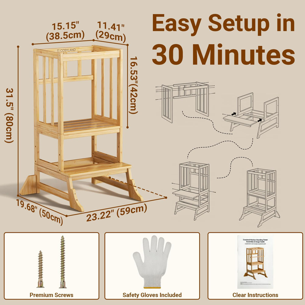 COSYLAND anti-tip base keeps little ones safe during use.