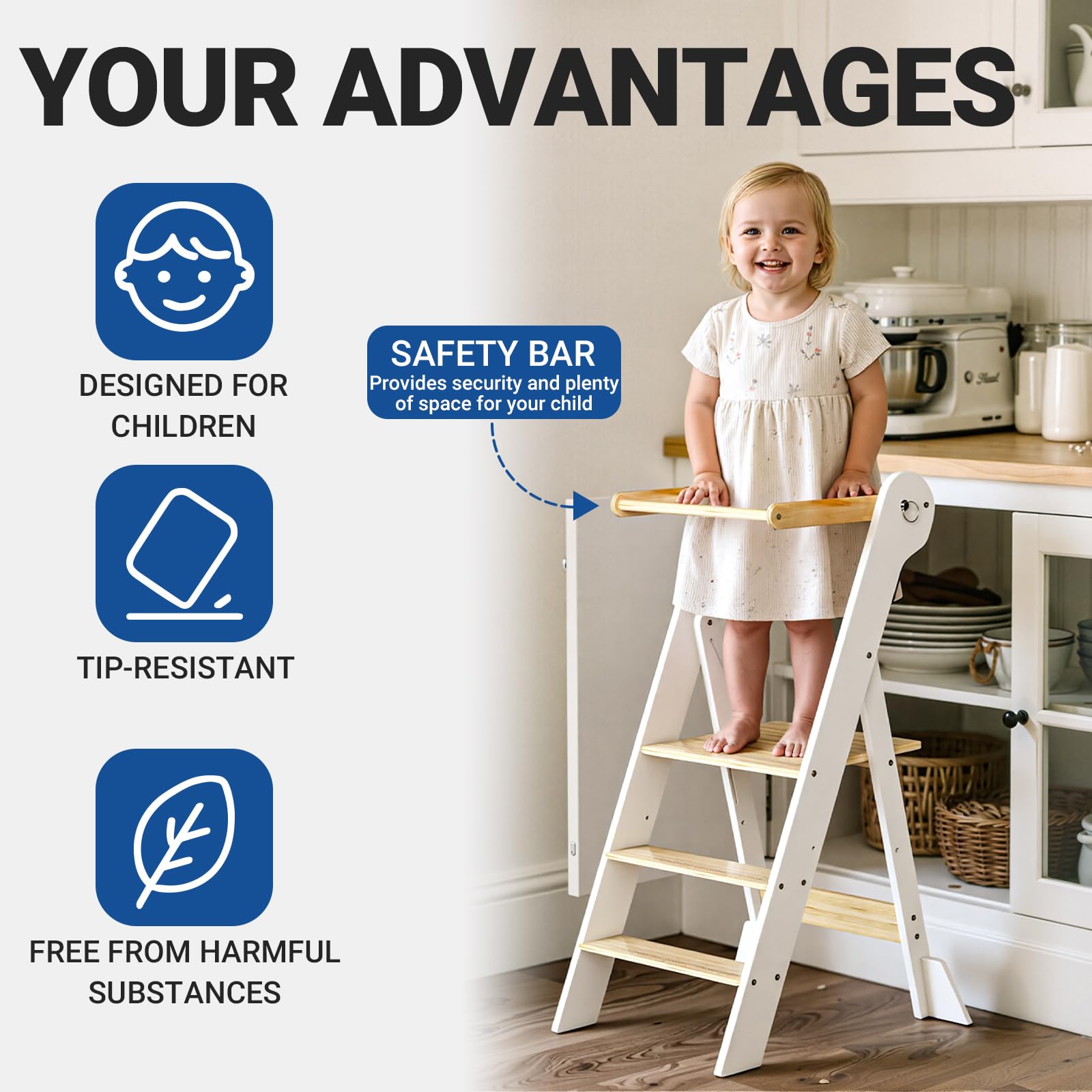 Cosyland anti-tip feet and sturdy support for security.