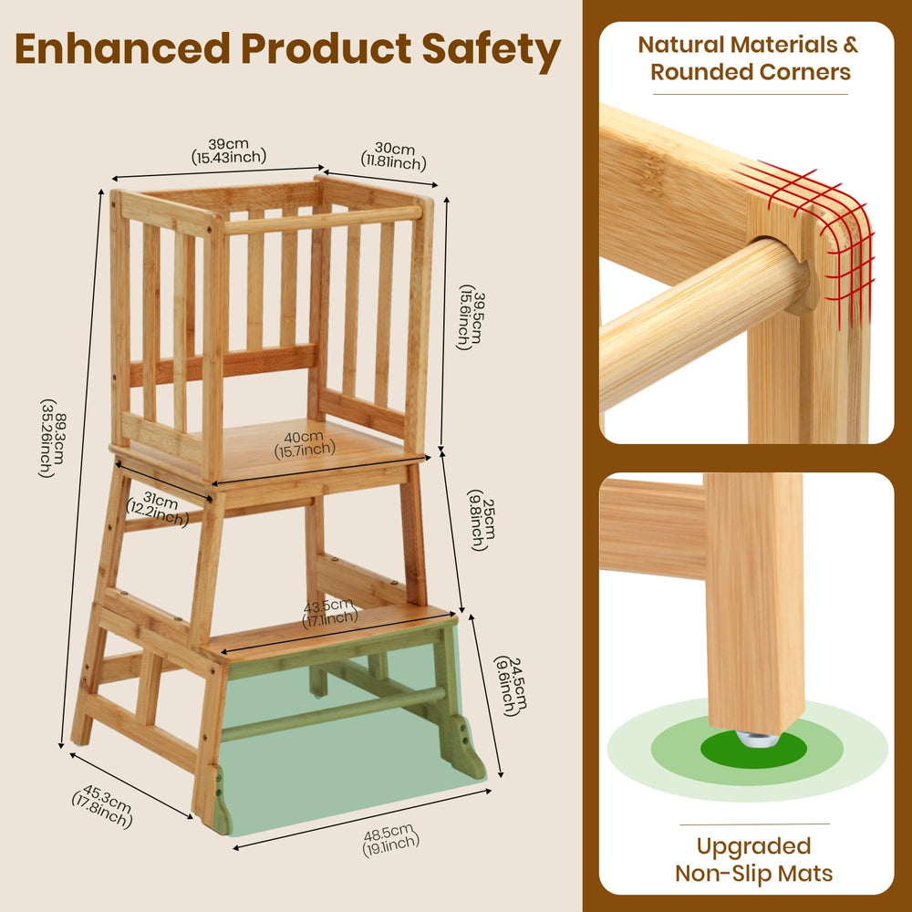 COSYLAND anti-tip legs provide sturdy support for steady kitchen help.