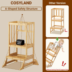 COSYLAND bamboo toddler stool offers durability with a smooth finish.