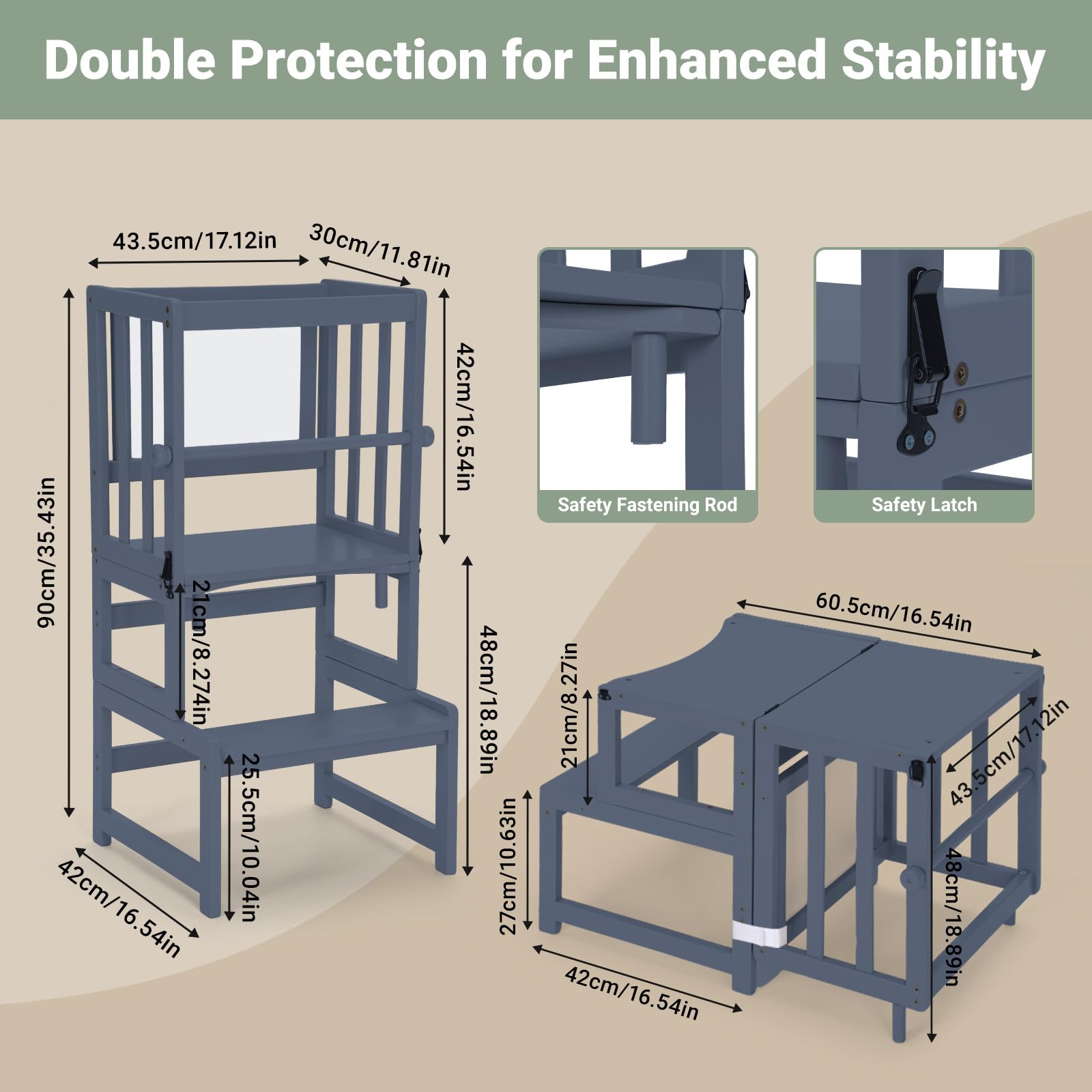 COSYLAND durable toddler tower supports up to 150 lbs for growing kids