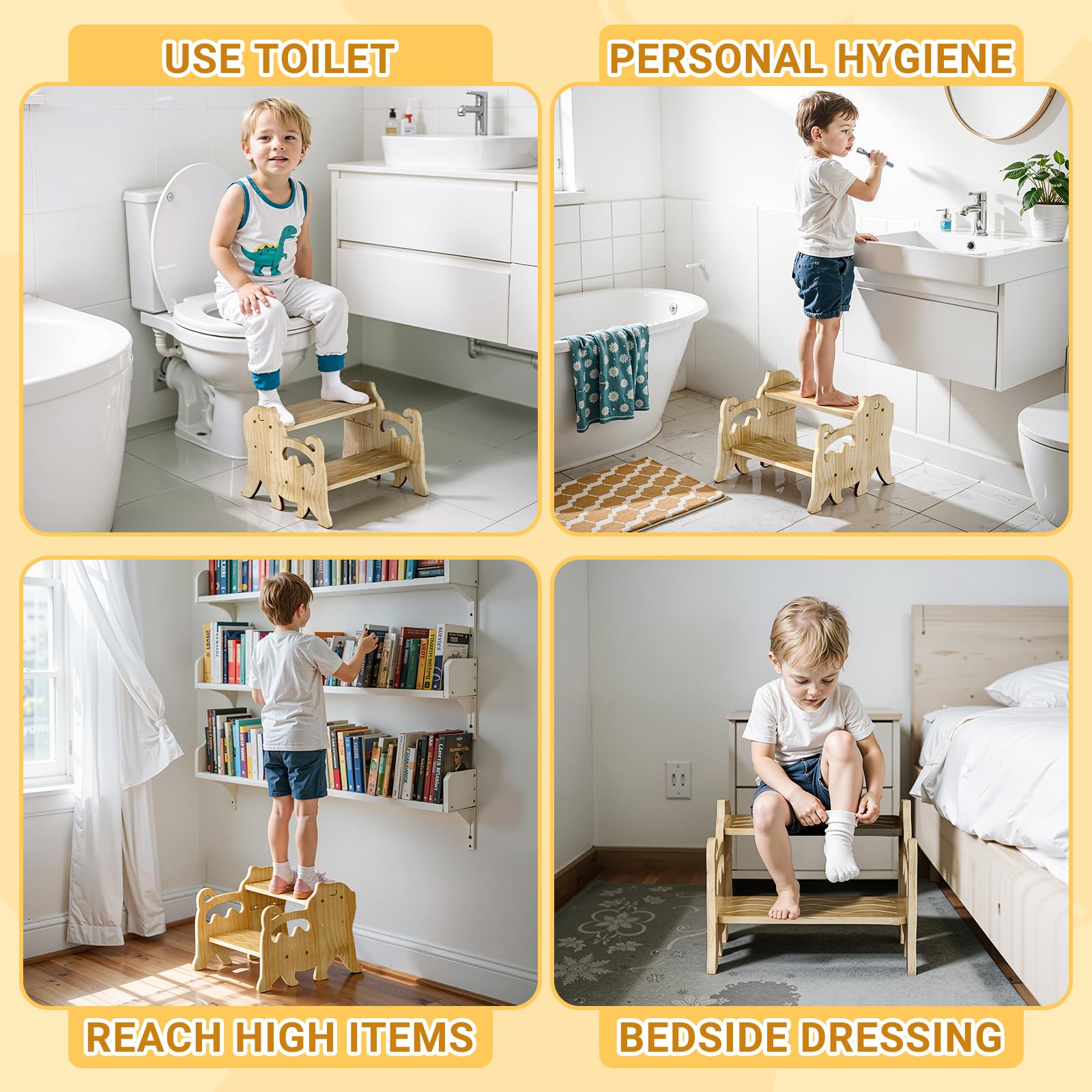 Easy-assembly COSYLAND wooden stool with pre-drilled holes and clear instructions.