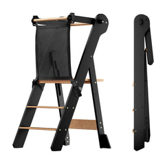 COSYLAND foldable toddler standing tower folded for compact storage